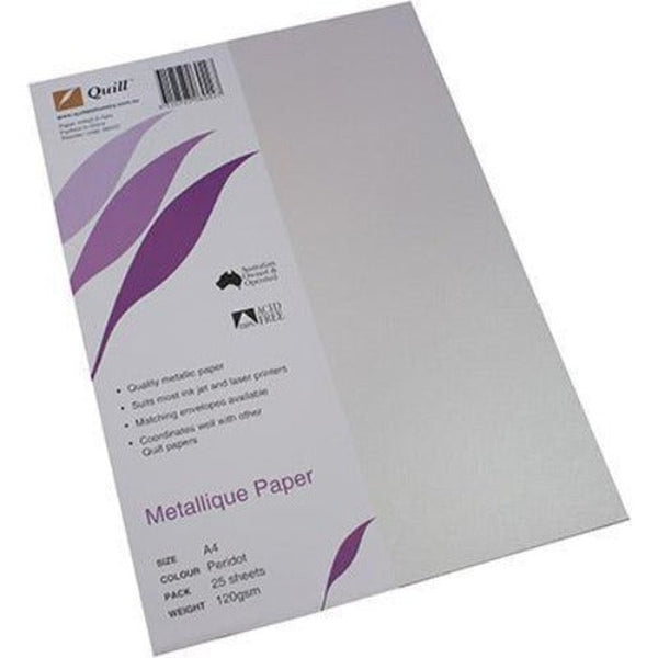 Quill Metallique Paper 120Gsm A4 Peridot Pack 25 100850005 - SuperOffice