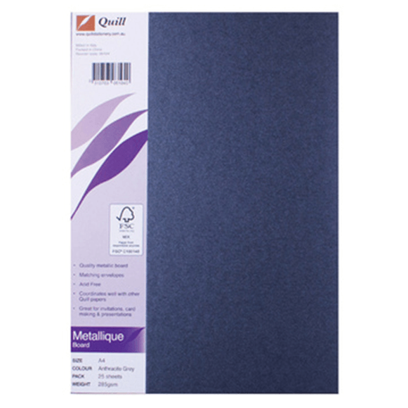 Quill Metallique Paper Metallic 120Gsm A4 Anthracite Pack 25 100850010 - SuperOffice