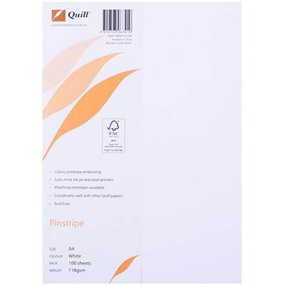Quill Pinstripe Paper 118Gsm A4 White Pack 100 100850054 - SuperOffice