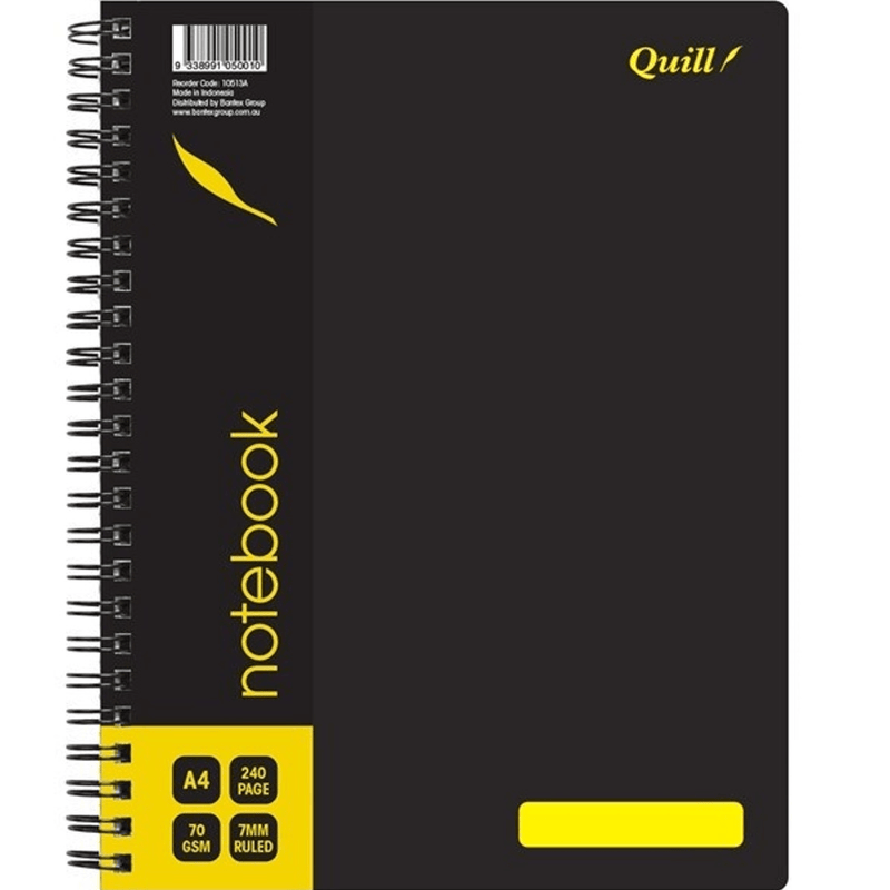 Quill Q595A Note Book Spiralbound 70gsm 240 Page A4 5 Pack 100851336 (5 Pack) - SuperOffice