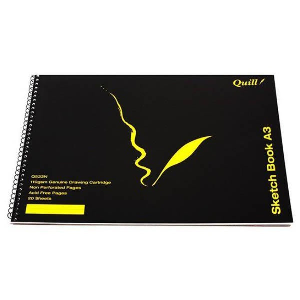 Quill Sketch Book Visual Art Diary Short Side Bound 110Gsm 20 Sheets A3 Black 100851335 - SuperOffice