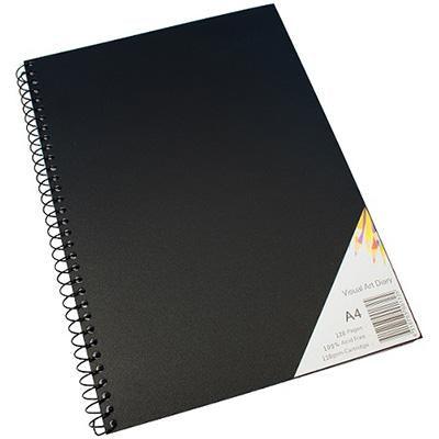 Quill Visual Art Diary 110Gsm 120 Page A4 Pp Black 100851347 - SuperOffice