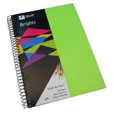 Quill Visual Art Diary 110Gsm 120 Page A4 Pp Lime Green 100851355 - SuperOffice