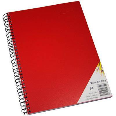Quill Visual Art Diary 110Gsm 120 Page A4 Pp Red 100851353 - SuperOffice