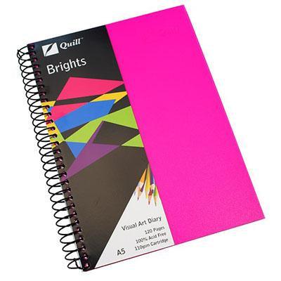 Quill Visual Art Diary 110Gsm 120 Page A5 Pp Cerise Pink 100851367 - SuperOffice
