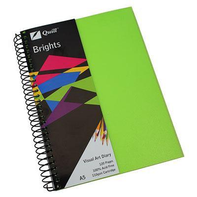 Quill Visual Art Diary 110Gsm 120 Page A5 Pp Lime Green 100851365 - SuperOffice