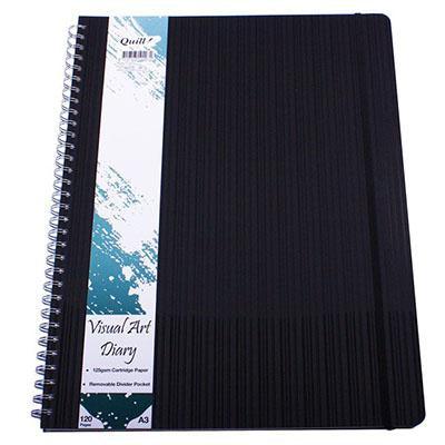 Quill Visual Art Diary 125Gsm 120 Page A3 Pp Black 100851317 - SuperOffice