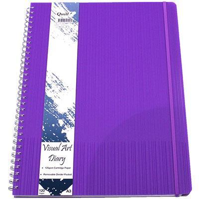 Quill Visual Art Diary 125Gsm 120 Page A3 Pp Violet 100851319 - SuperOffice