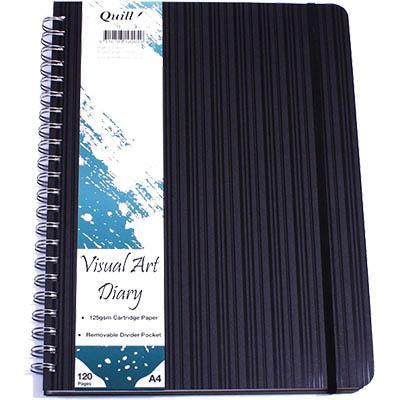 Quill Visual Art Diary 125Gsm 120 Page A4 Pp Black 100851314 - SuperOffice