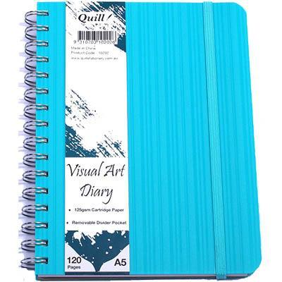 Quill Visual Art Diary 125Gsm 120 Page A5 Pp Aqua 100851312 - SuperOffice