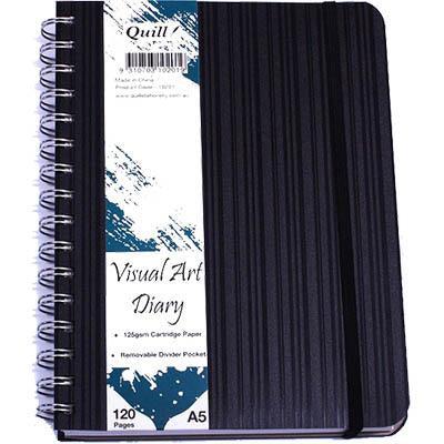 Quill Visual Art Diary 125Gsm 120 Page A5 Pp Black 100851311 - SuperOffice
