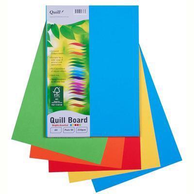 Quill Xl Multiboard 210Gsm A4 Assorted Brights Pack 50 100850179 - SuperOffice