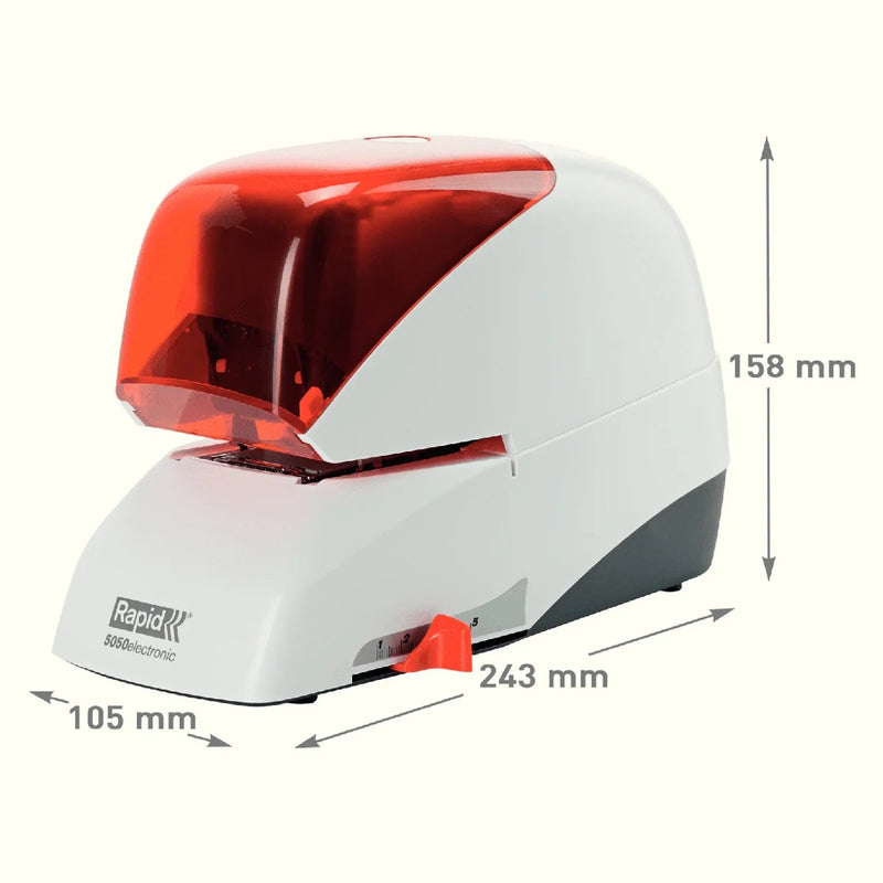 Rapid 5050E Supreme Electric Stapler Silver Orange 20993214 - SuperOffice