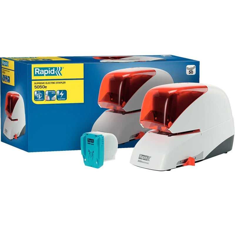 Rapid 5050E Supreme Electric Stapler Silver Orange 20993214 - SuperOffice