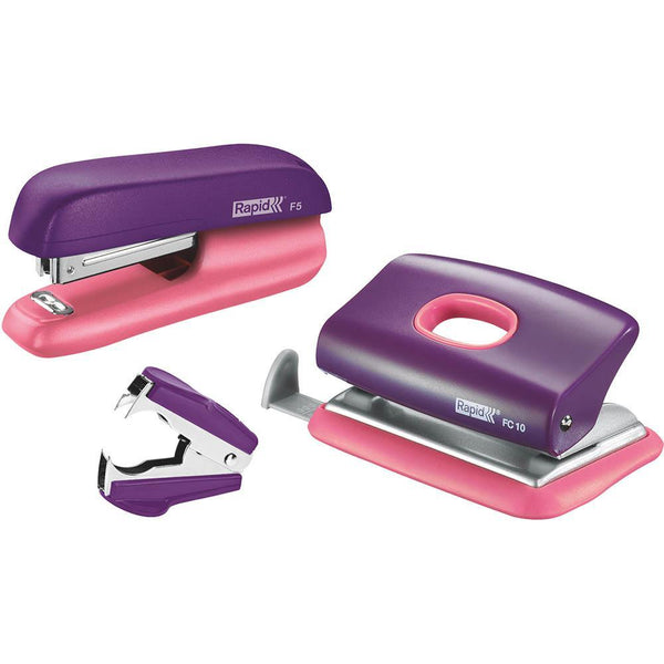 Rapid F5 Mini Stapler Purple/Apricot Value Pack 5000372 - SuperOffice