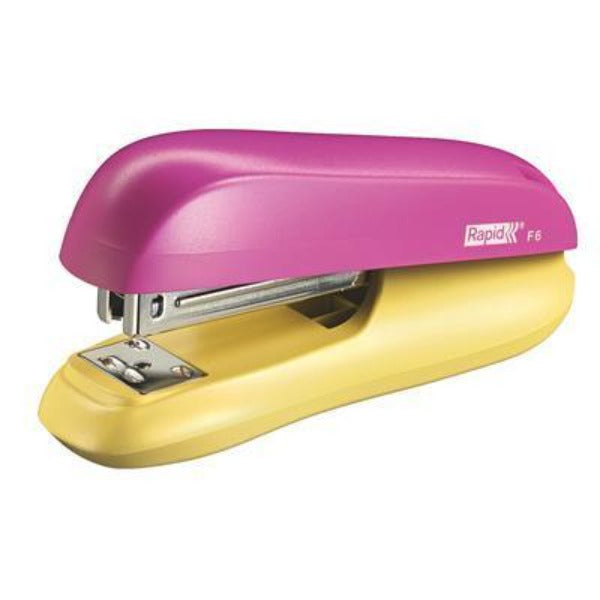 Rapid F6 Funky Stapler Half Strip 20 Sheet Pink/Yellow 5000365 - SuperOffice