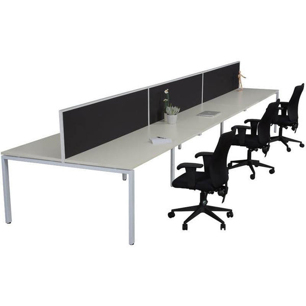 Rapid Infinity 6 Person Profile Leg Double Sided Workstation With Screen 1500 X 700Mm Warm White IPLDWS6P157W - SuperOffice