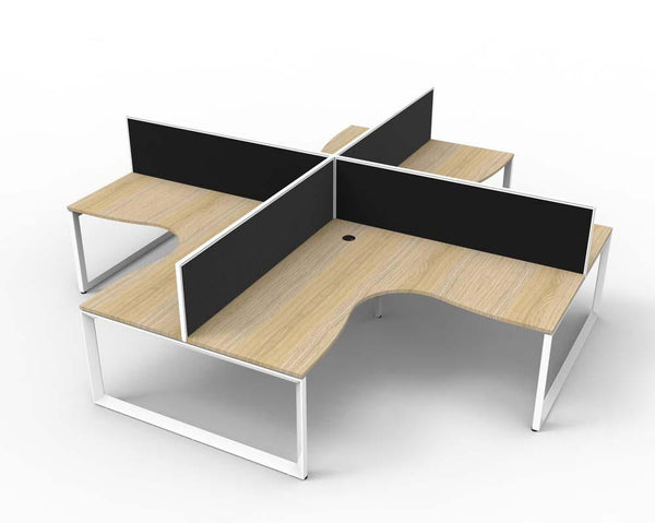 Rapid Infinity Deluxe 4 Person Loop Leg Corner Workstation Pod 1800 X 1800Mm Black Screen / Natural Oak Top / White Frame D-ILLCWS4PWS181875 NO/WS - SuperOffice