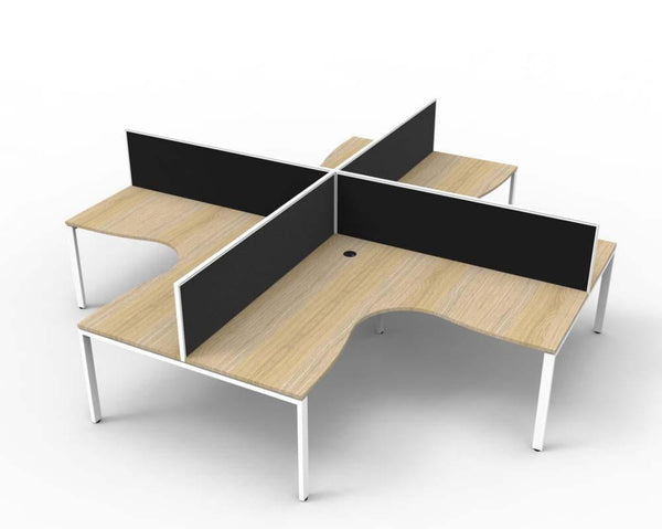 Rapid Infinity Deluxe 4 Person Profile Leg Corner Workstation Pod 1500 X 1500 X 750 X 730Mm Black Screen / Natural Oak Top / White Frame D-IPLCWS4PWS151575 NO/WS - SuperOffice