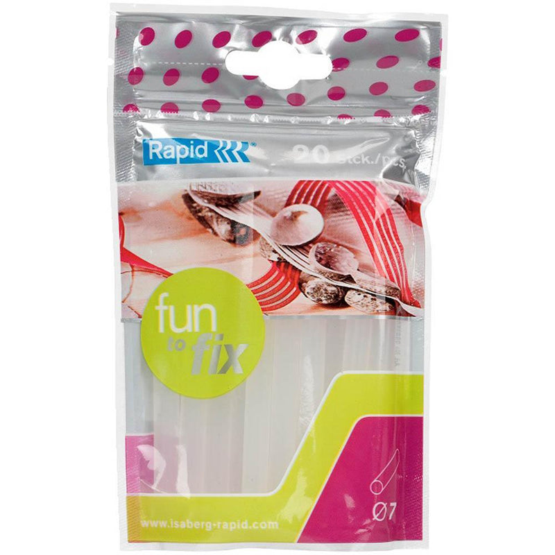 Rapid Point Glue Sticks 7mm Transparent Clear Pack 20 23835904 - SuperOffice