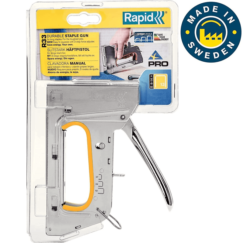 Rapid R33e Professional Staple Gun Tacker for Finewire Staples 13/6-14 Steel Easy to Squeeze 20510650 - SuperOffice