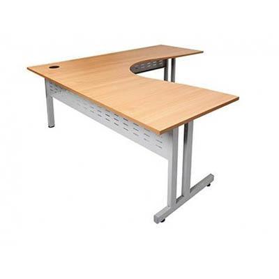 Rapid Span C Leg Desk And Return Metal Modesty Panel 1800 X 700 / 1100 X 600Mm Beech/Silver RCDR1818MB - SuperOffice