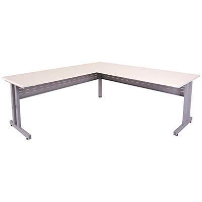 Rapid Span C Leg Desk And Return Metal Modesty Panel 1800 X 700 / 1100 X 600Mm White/Silver RCDR1818MW - SuperOffice