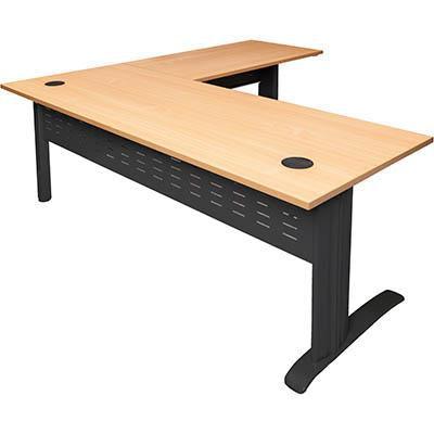 Rapid Span Desk And Return Metal Modesty Panel 1800 X 700Mm / 1100 X 600Mm Beech/Black RSDR1818MBB - SuperOffice