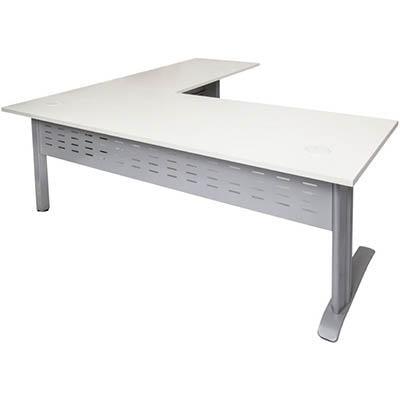 Rapid Span Desk And Return Metal Modesty Panel 1800 X 700Mm / 1100 X 600Mm White/Silver RSDR1818MSW - SuperOffice