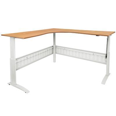 Rapid Span Electric Height Adjustable Corner Workstation 1500 X 1500 X 700Mm Beech/White SE15157WB - SuperOffice