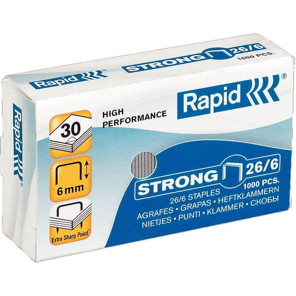 Rapid Strong Staples 26/6 Box 1000 0406822 - SuperOffice