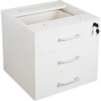 Rapid Vibe Desk Pedestal Fixed 3 Box Drawers Lockable 465 X 447 X 454Mm White CDKP3DW - SuperOffice