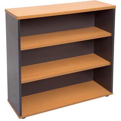 Rapid Worker Bookcase 2 Shelf 900 X 300 X 900Mm Beech/Ironstone CBC9 B/I - SuperOffice