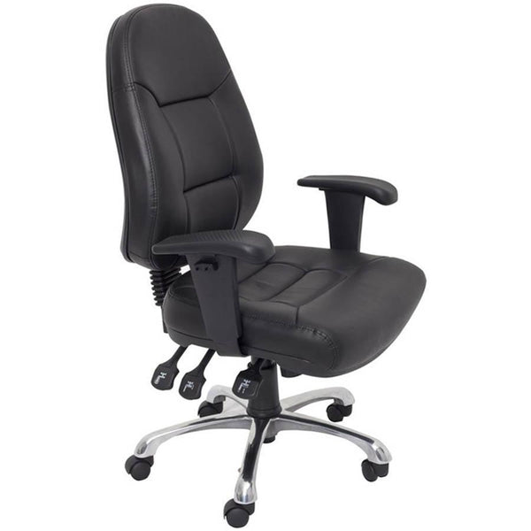 Rapidline Ergonomic Task Chair High Back Slide Seat With Chrome Base And Adjustable Pu Black PU300 - SuperOffice