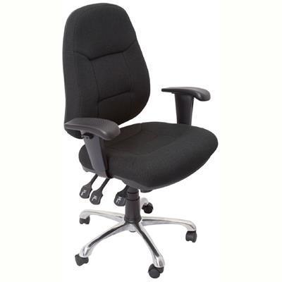Rapidline Executive Operator Chair 3 Lever Mechanism Seat Slide Chrome Base Black F300BK - SuperOffice