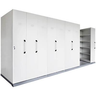 Rapidline Mobile Shelving 8 Bays 4450 X 1280 X 2150Mm White China RMS81200WC - SuperOffice