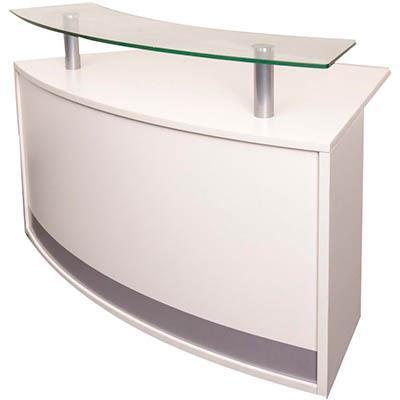 Rapidline Modular Reception Counter With Glass Shelf 1339 X 872 X 935 White MOD2WW - SuperOffice