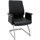 Rapidline Pelle Executive Visitor Chair Medium Back Pu Leather Black PVMBL - SuperOffice