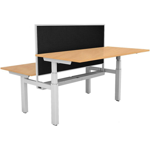 Rapidline Rapid Paramount 2 Person Back To Back Open Electric Height Adjustable Workstation With Privacy Screen 1800Mm Beech REPWS2P187B - SuperOffice