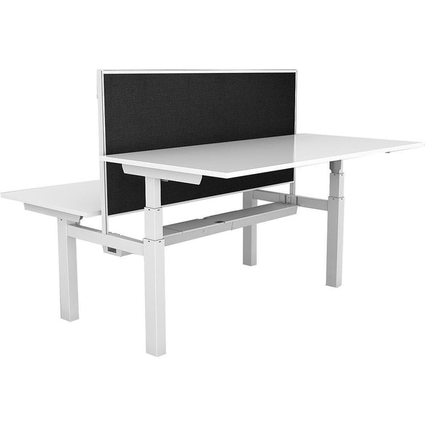 Rapidline Rapid Paramount 2 Person Back To Back Open Electric Height Adjustable Workstation With Privacy Screen 1800Mm White REPWS2P187W - SuperOffice