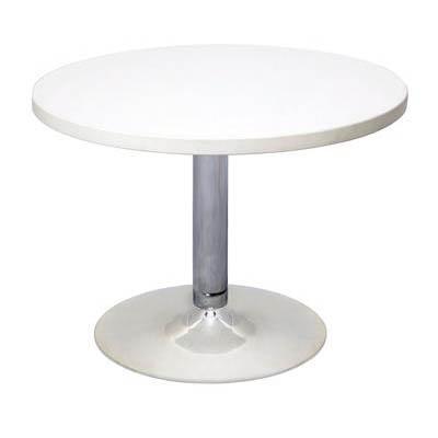 Rapidline Round Table 600Mm Chrome Base White Top CBT6 W - SuperOffice