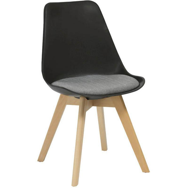 Rapidline Virgo Break Out Chair Oak Coloured Timber Leg With Polypropylene Shell Seat Black/Grey VIRGOCHAIRBLACK - SuperOffice