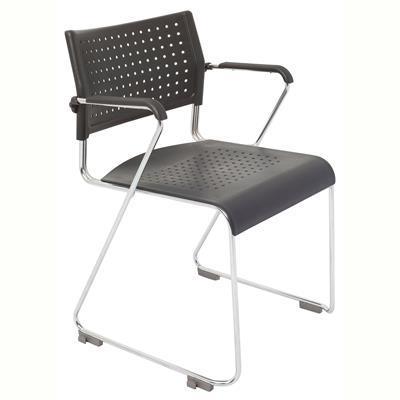 Rapidline Wimbledon Visitors Chair Stacking Linking Chrome Frame With Arms Black WIMBLEDON WITH ARMSBP - SuperOffice