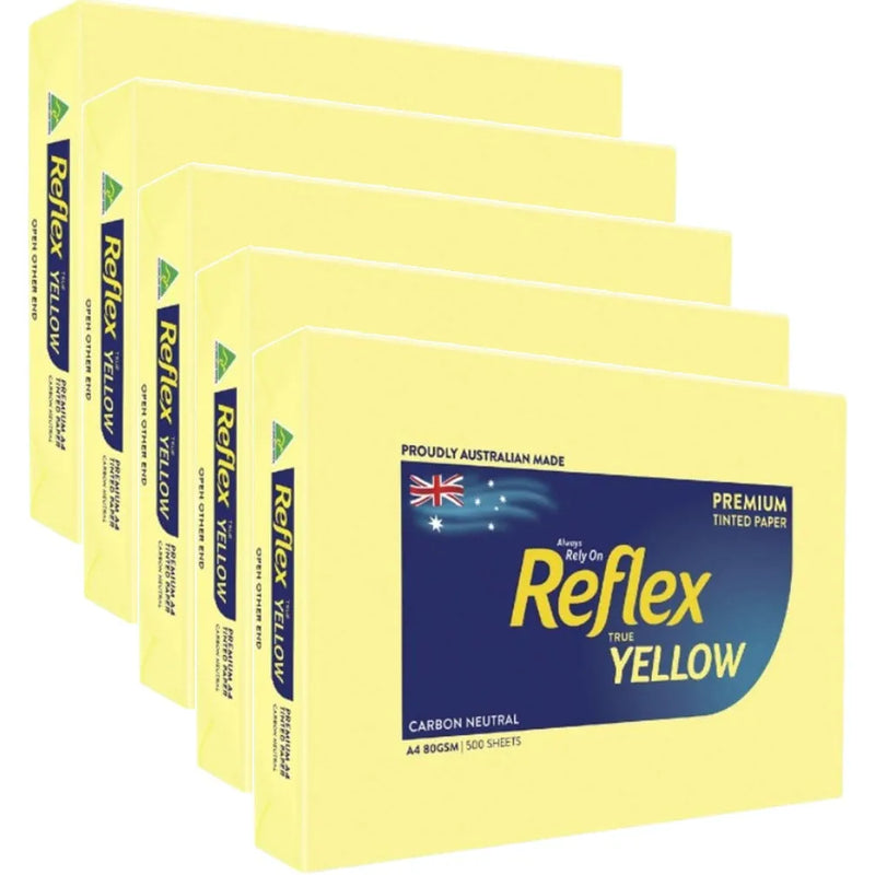 Reflex Yellow 80gsm A4 Copy Paper 5 Reams 2,500 Sheets Box – SuperOffice