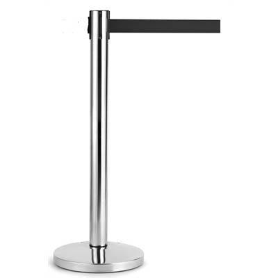 Retracta Q Chrome Pole And Black Belt 2M VQ2442B - SuperOffice