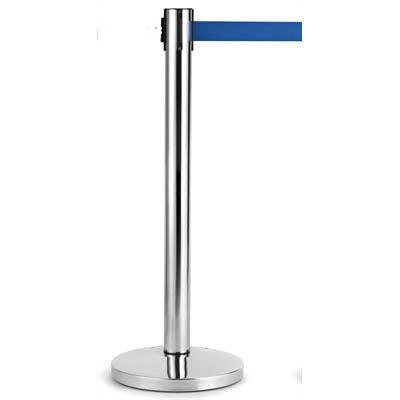 Retracta Q Chrome Pole And Blue Belt 2M VQ2442D - SuperOffice
