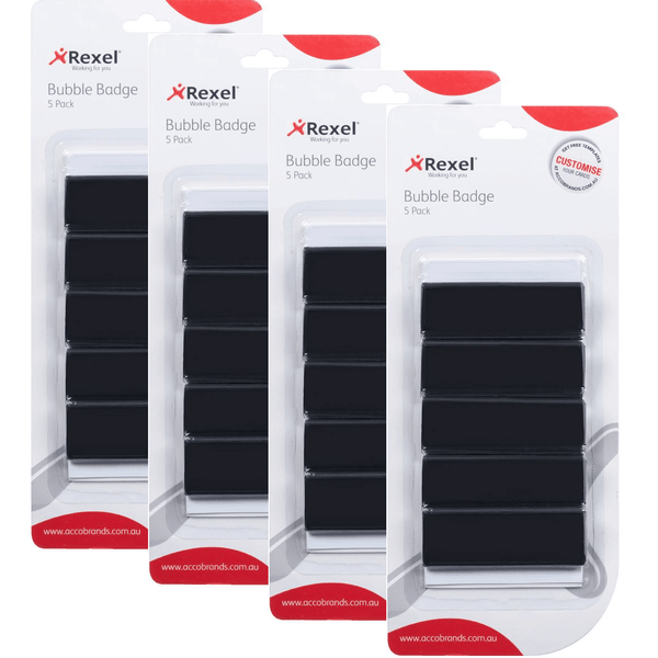 Rexel Bubble ID Name Identification Badge With Pin Pack 20 98500 (4 Packs of 5) - SuperOffice