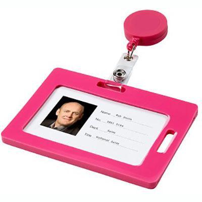 Rexel Card Holder Soft Touch Pink 9856009 - SuperOffice