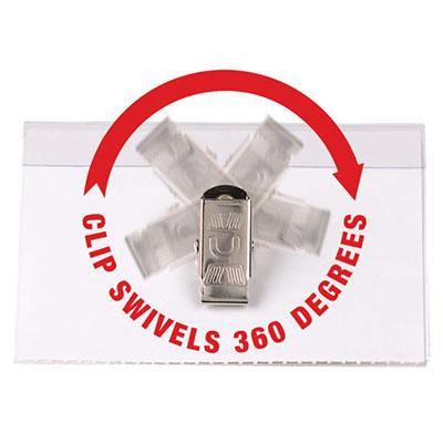 Rexel Convention Card Holders Swivel Clip Pack 50 90052 - SuperOffice