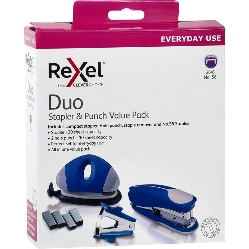 Rexel Duo Stapler Hole Punch Staples Remover Value Pack Set Kit 210832 - SuperOffice